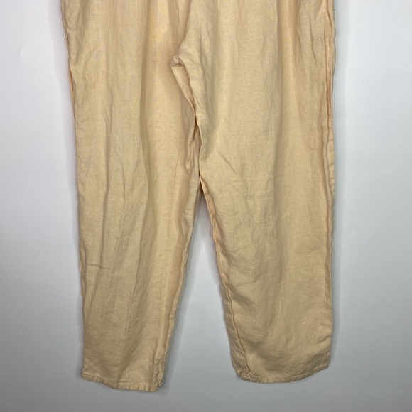 Flax Linen Stretch Waist Tan Pants Size Medium - Picture 5 of 12